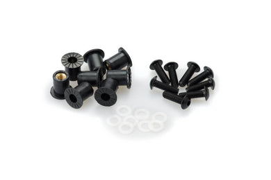 Puig Screw Kit For Racing Screens (Black, 8 x M5 With Silent Blocks)