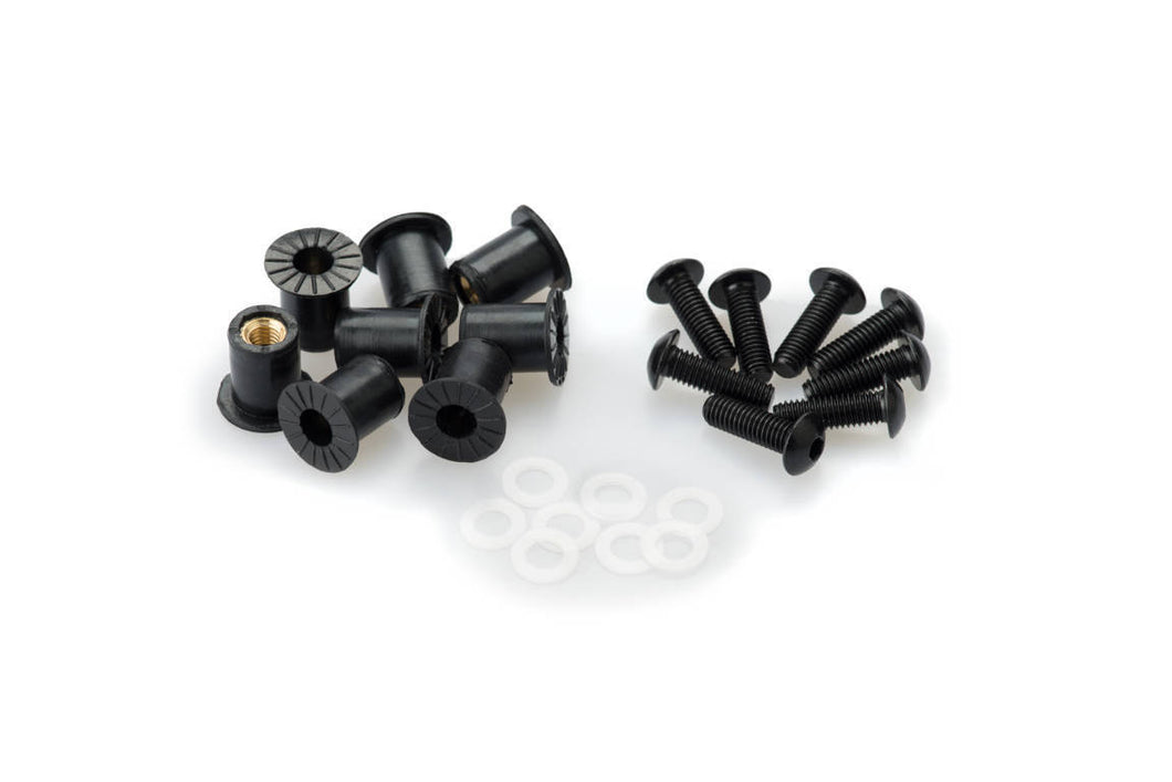 Puig Screw Kit For Racing Screens (Black, 8 x M5 With Silent Blocks)