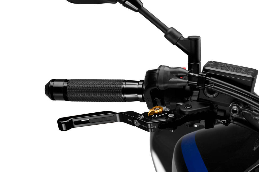 Puig 3.0 Extendable Folding Brake Lever (Black With Gold Adjuster)