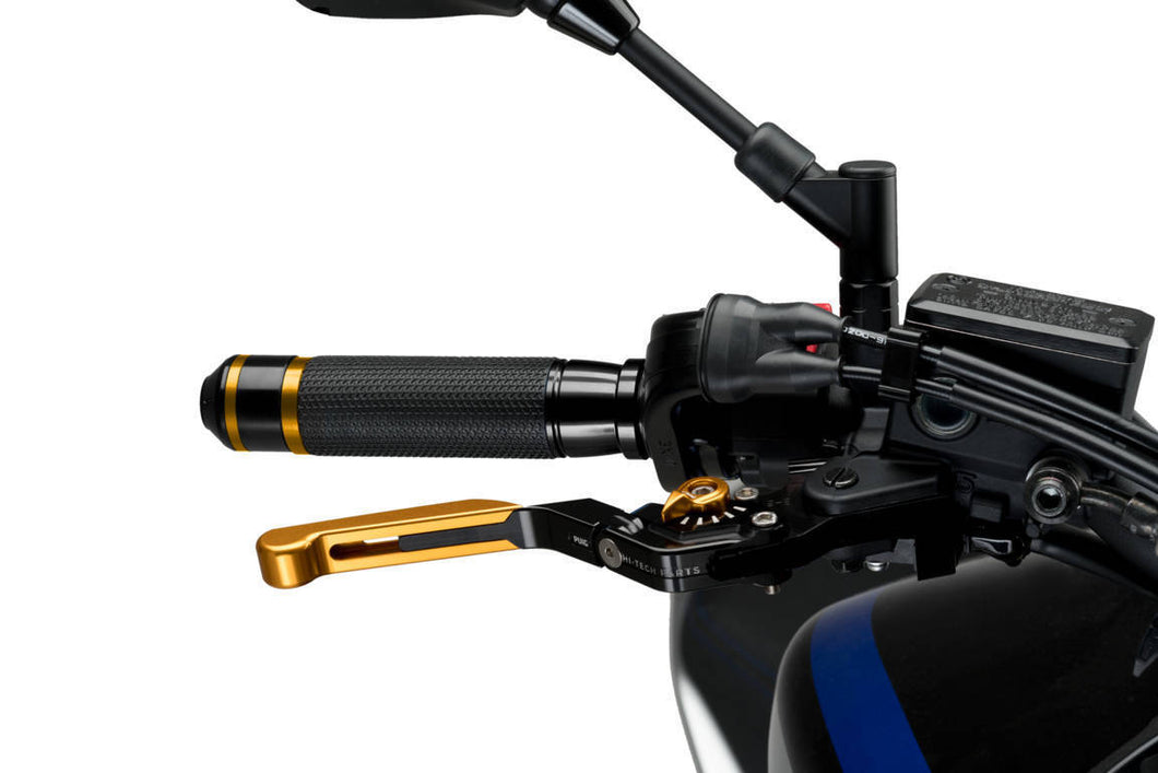 Puig Foldable Extendable 3.0 Brake Lever (Gold Extender, Black Lever, Gold Adjuster)