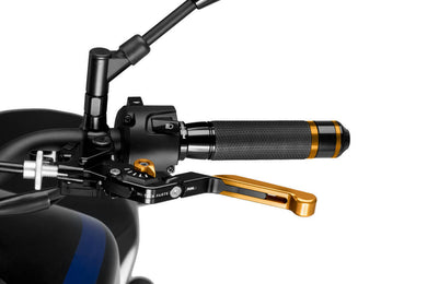 Puig Foldable Extendable 3.0 Clutch Lever (Gold Extender, Black Lever, Gold Adjuster)