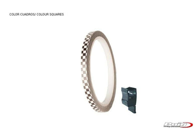 Puig Universal Wheel Rim Strips (Chequered Flag) - With Applicator