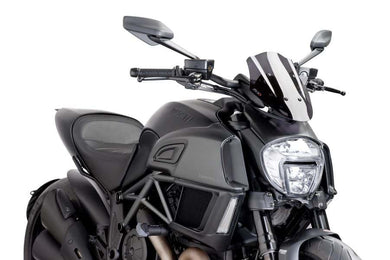 Puig Naked New Generation Sport Screen To Suit Ducati Diavel (2014-2018) - Dark Smoke