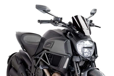 Puig New Generation Adjustable Screen for Ducati 1198 Diavel 2014-2018 (Black)
