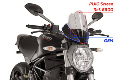 Puig New Generation Touring Screen For Various Ducati Monster Models (Clear)
