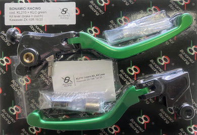 Bonamici Racing Lever Set For Kawasaki ZX10R (2016 - onwards) (Colour: Green)