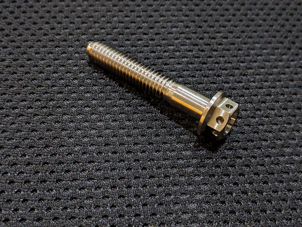 RaceFasteners Titanium M6 x 1 Drilled Hex Flange Bolt (40mm)