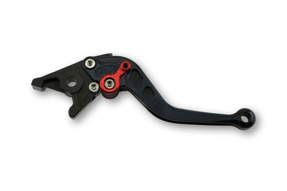 LSL Short Classic Brake Lever Compatible With Aprilia and Ducati Models (Black Lever With Red Adjuster)