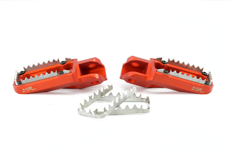 MG Biketec Footpegs For Enduro / Supermoto Models (Orange)