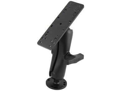 RAM-111U - RAM 1.5  Diameter Ball Mount with 6.25  X 2  Rectangle Base, STANDARD LENGTH Double Socket Arm  2.5  Round Base (AMPs Hole Pattern)