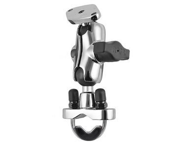 RAM-B-149CH-LO4 - RAM Chrome Handlebar Rail Mount with SHORT Double Socket Arm  Stainless Steel U-Bolt Base