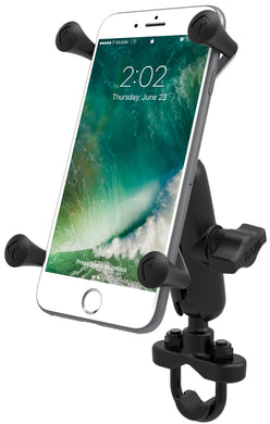RAM-B-149Z-UN10U - RAM Handlebar Rail Mount with Zinc Coated U-Bolt Base  Universal X-Grip Large Phone/Phablet Cradle