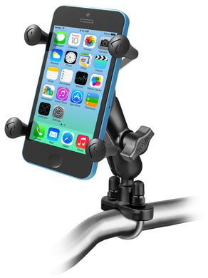 RAM-B-149Z-UN7U :: RAM Handlebar Rail Mount with Zinc Coated U-Bolt Base and Universal X-Grip Cell/iPhone Cradle