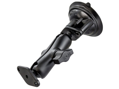 RAM-B-166U - RAM Twist Lock Suction Cup with Double Socket Arm and Diamond Base Adapter; Overall Length: 6.75
