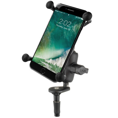 RAM-B-176-A-UN10U - RAM Fork Stem Mount with Short Double Socket Arm  Universal X-Grip Large Phone Cradle