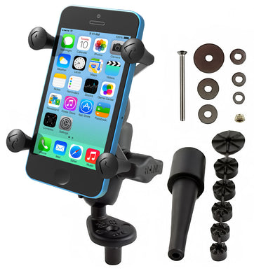 RAM-B-176-A-UN7U - RAM Fork Stem Mount with Short Double Socket Arm  Universal X-Grip Cell/iPhone Cradle