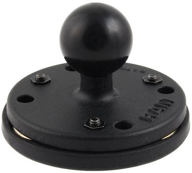 RAM-B-202-339U - RAM 2.5  Round Base with the AMPs Hole Pattern, 1  Ball  Triple Magnetic Base Adapter