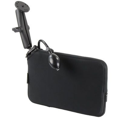 RAM-B-407-C-202-PUMPU - RAM Seat Tough-Wedge with 1  Ball Long Double Socket Arm, 2.5  Round Base, Diamond Base and Expansion Pouch