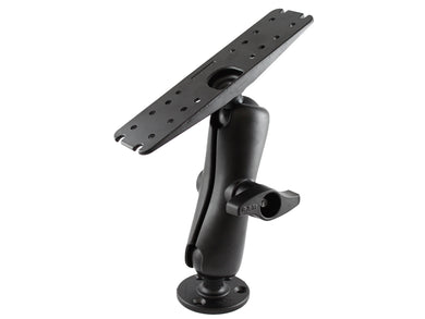 RAM-D-111U - RAM 2.25  Diameter Ball Mount with 3.68  Round Base, STANDARD Length Double Socket Arm  11  X 3  Rectangle Plate