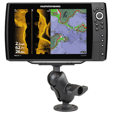 RAM-D-202-25-C-202U - RAM 2.25  Ball Mount with 3.68  Round Base  2  x 5  Rectangular Plate for the Humminbird Helix 9, 10  12