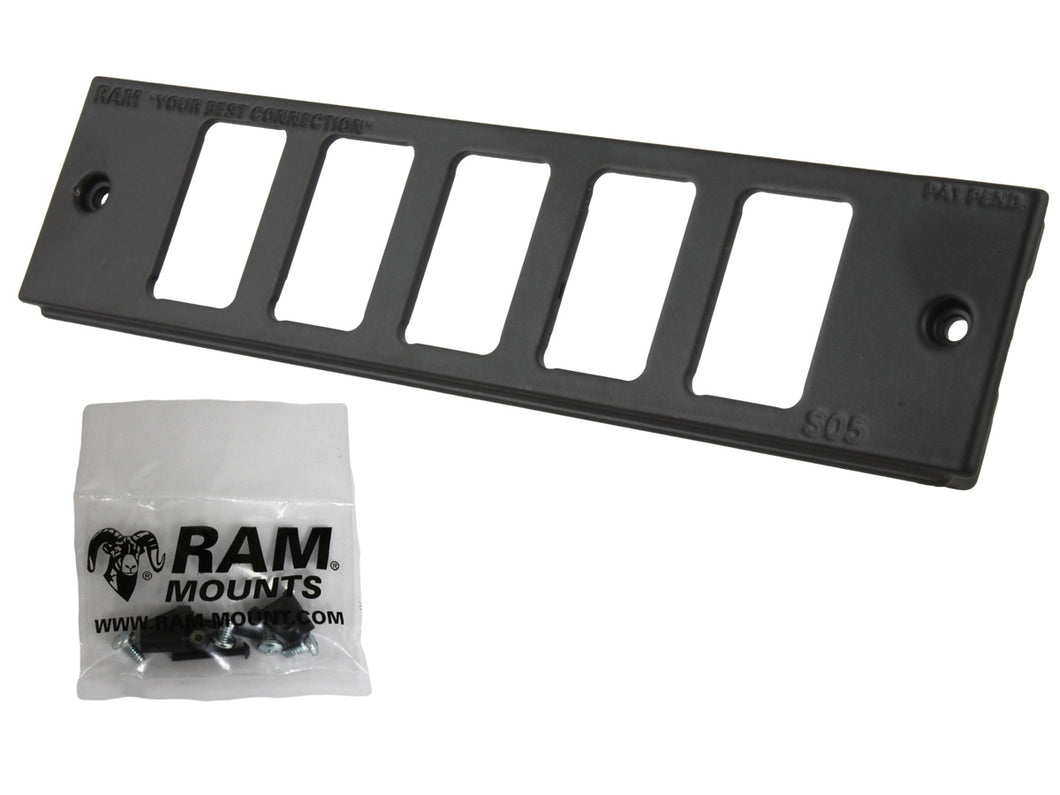 RAM-FP2-S5-0830-1450 - RAM Tough-Box Console Custom 2  Faceplate. Accommodates Five Switches