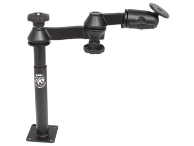 RAM-VP-SW1-89 - RAM Double Swing Arm with 8  Male Tele-Pole, 9  Female Tele-Pole  2.5  Round Base (AMPs Hole Pattern)
