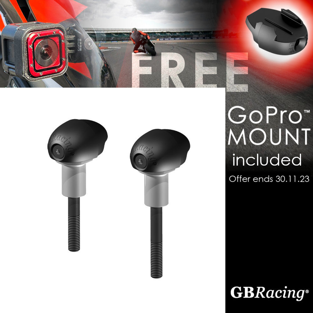 GBRacing Bullet Frame Sliders (Race) for Suzuki GSX-R 600 / 750 2004 – 2005 with FREE GoPro™ Camera Mount