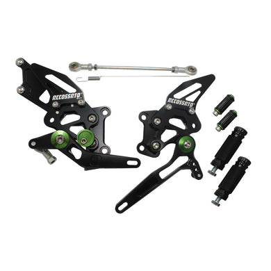 Accossato Adjustable Rearsets for Kawasaki ZX-10R 2011 - 2015 green