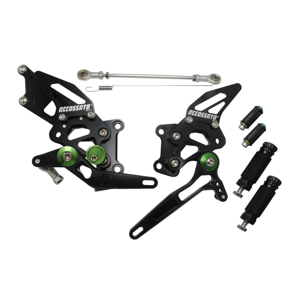 Accossato Adjustable Rearsets for Kawasaki ZX-10R 2011 - 2015 green