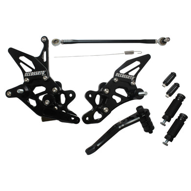 Accossato Adjustable Rearsets for Suzuki GSX-R600 750 2006 - 2010 black