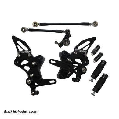 Accossato Adjustable Rearsets for Ducati 848 1098R 1198 red