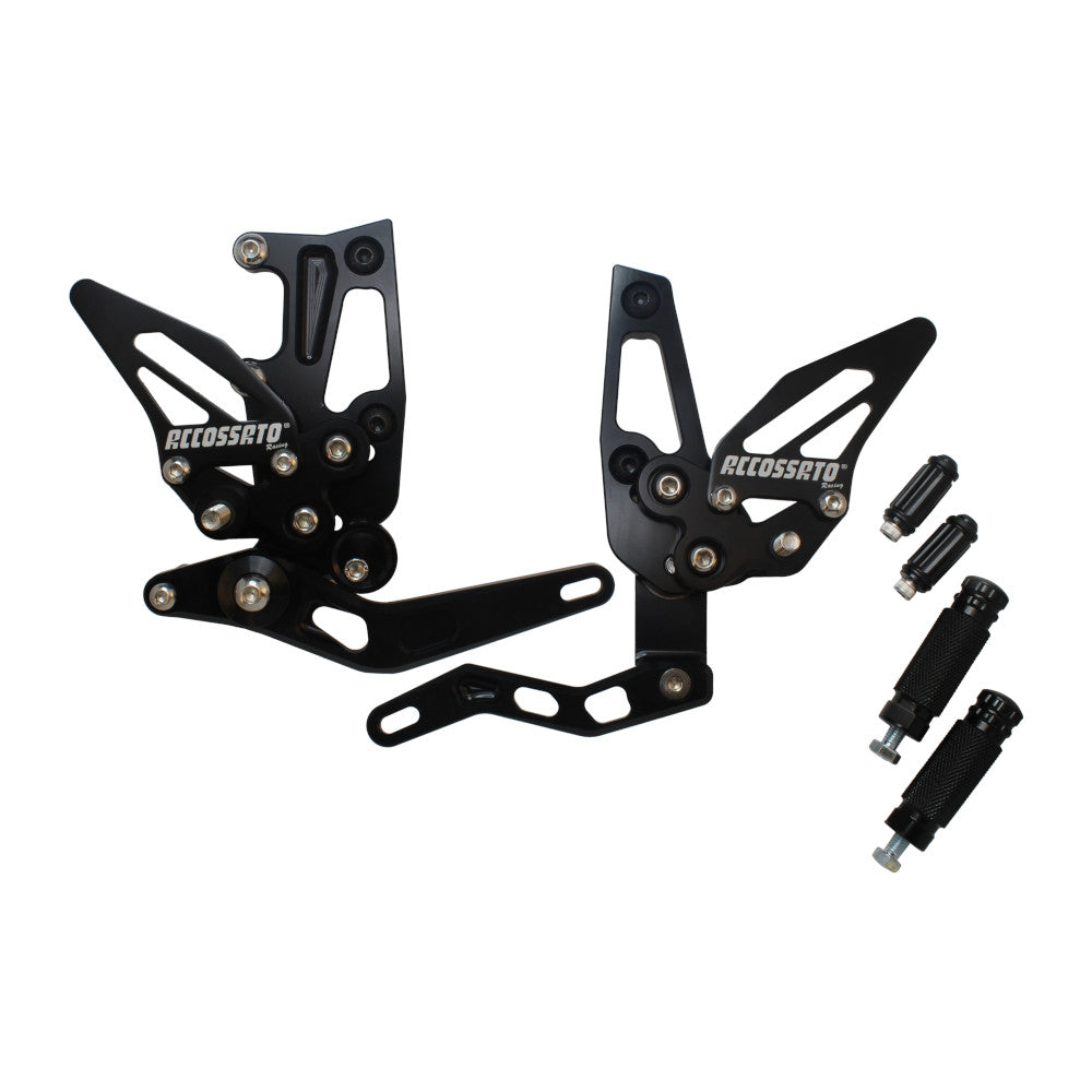 Accossato Adjustable Rearsets for Triumph Speed Triple 1050 2011 - 2014 black