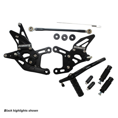 Accossato Adjustable Rearsets for Yamaha YZF-R1 2009 - 2014 blue