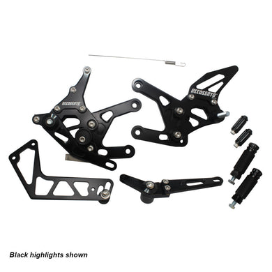 Accossato Adjustable Rearsets for Yamaha YZF-R1 2015 - 2019 blue