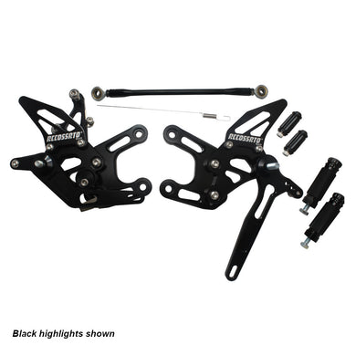 Accossato Adjustable Rearsets for Kawasaki ZX-10R 2008 - 2010 green