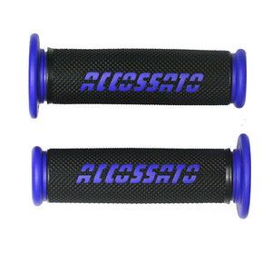 Accossato Pair of Two Tone Racing Grips in Medium Rubber with Logo open end blue