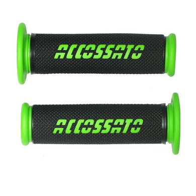 Accossato Pair of Two Tone Racing Grips in Medium Rubber with Logo open end green