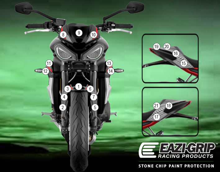 Eazi-Guard Paint Protection Film for Triumph Street Triple S R RS  gloss
