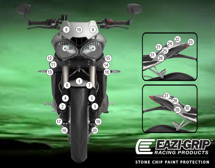 Eazi-Guard Paint Protection Film for Triumph Street Triple 2017 - 2019  matte