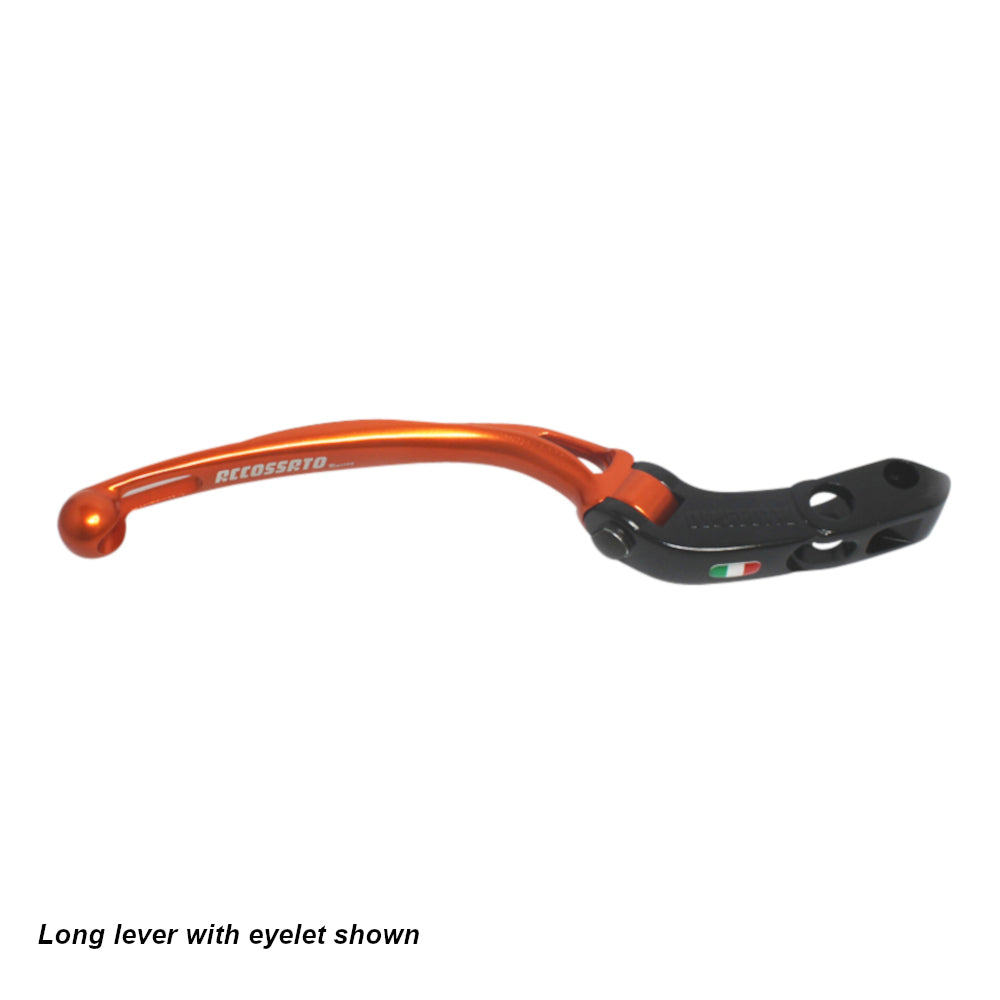 Accossato Folding Brake Lever for Accossato and Brembo master cylinders  long orange 18mm no eyelet