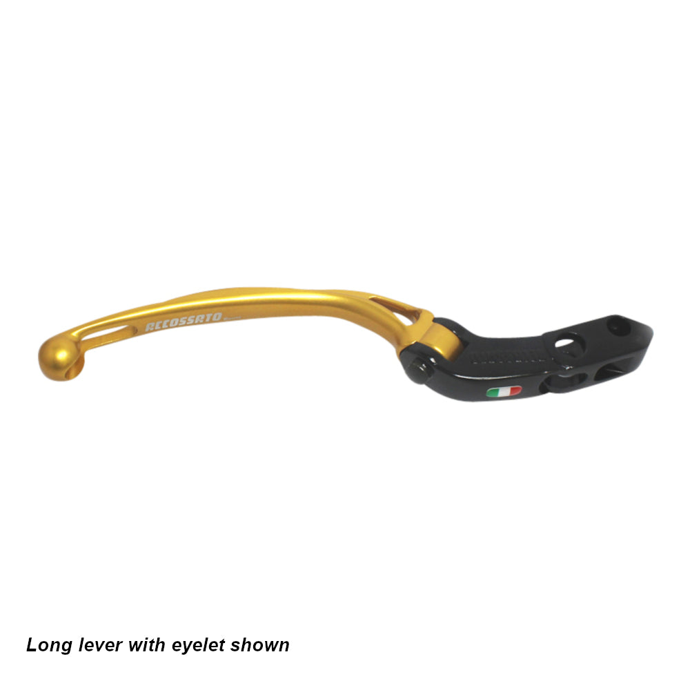 Accossato Folding Brake Lever for Accossato and Brembo master cylinders  short gold PRS 17-18-19mm no eyelet