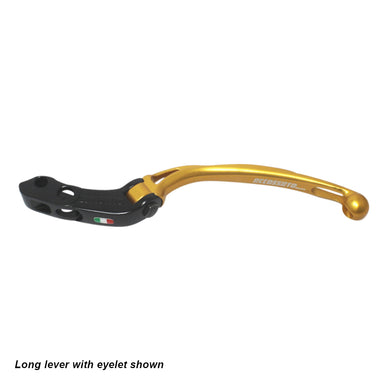 Accossato Folding Clutch Lever for Accossato and Brembo master cylinders  long gold PRS 15-16-17mm no eyelet