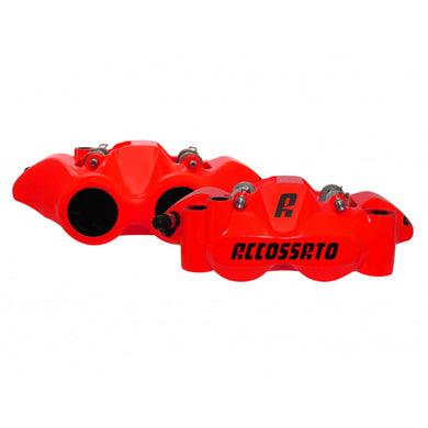 Accossato Radial Brake Caliper Forged Monoblock 108 mm red fluoro painted sintered pads  left and right