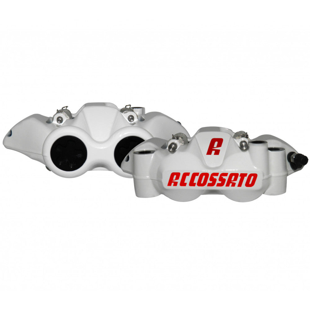 Accossato Radial Brake Caliper Forged Monoblock 108 mm white painted sintered pads  left and right